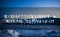 蜜桃视频使用后的直观印象整理：分类是否清晰，对查找内容是否友好