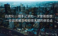 白虎91｜随手记录的一次使用感想：一些容易被忽视但很关键的体验点